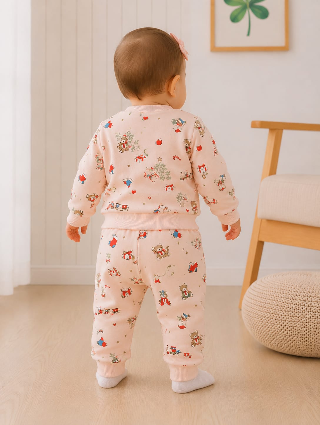 Festive Wonders Baby Girls' Fleece Sweatshirt & Joggers Set