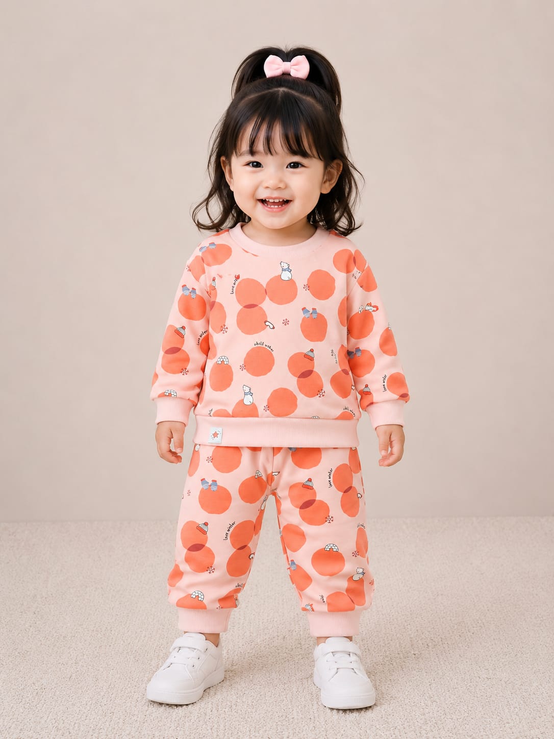 Vibrant Polka Dot Fleece Sweatshirt & Jogger Set