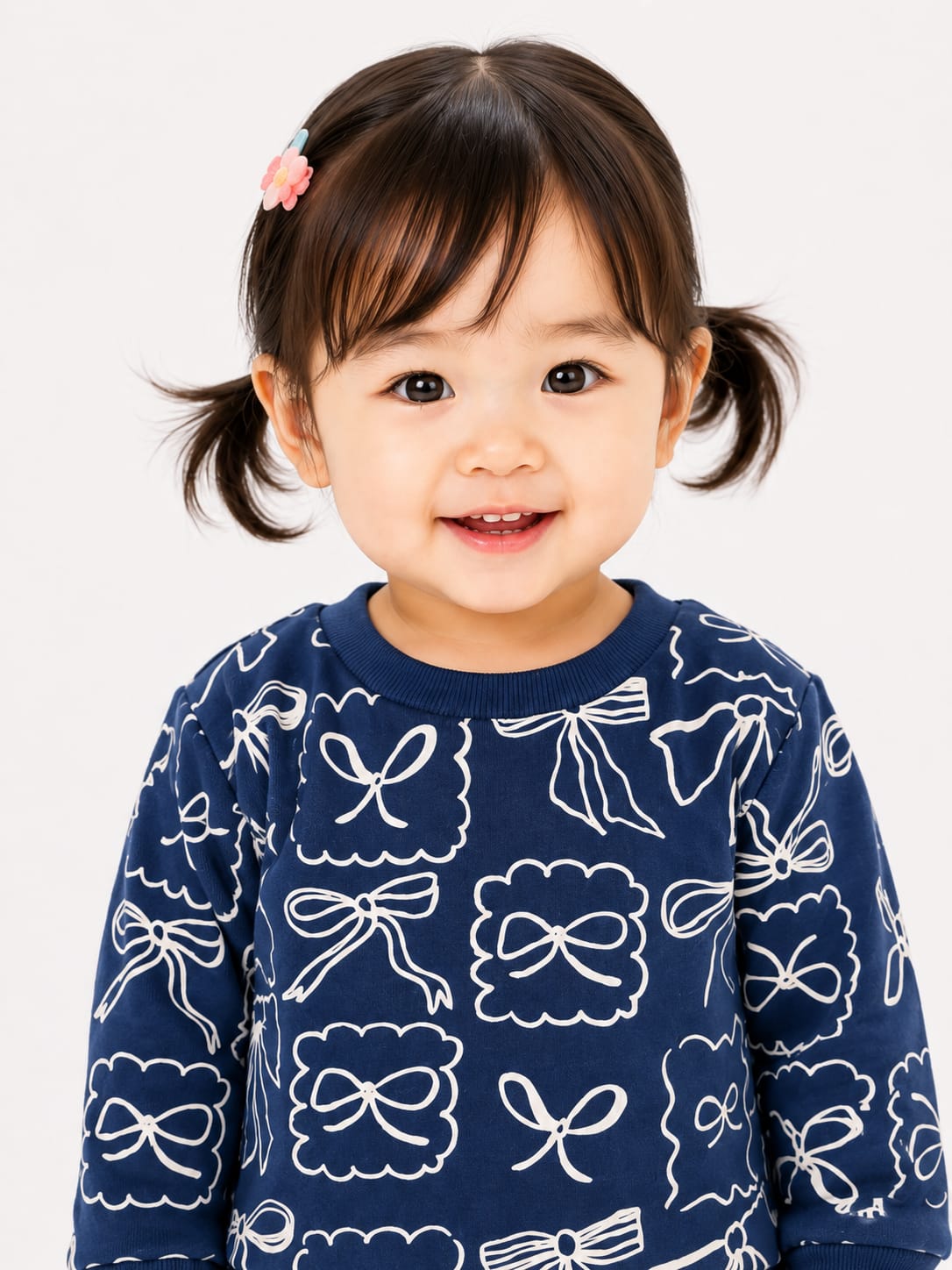 Whimsical Bow Print Crewneck Sweatshirt