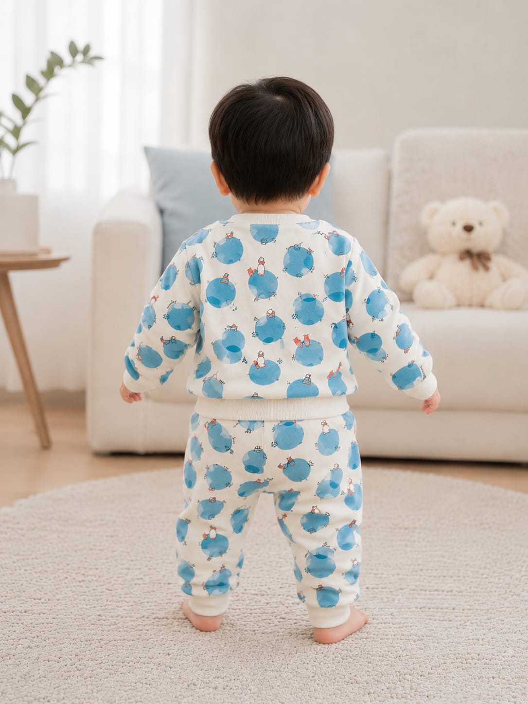 Whimsical Polka Dot Fleece Sweatshirt & Jogger Set