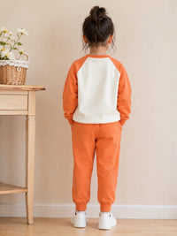 Girls' Raglan Orange & Cream "Sweet Bunny" Lounge Set.