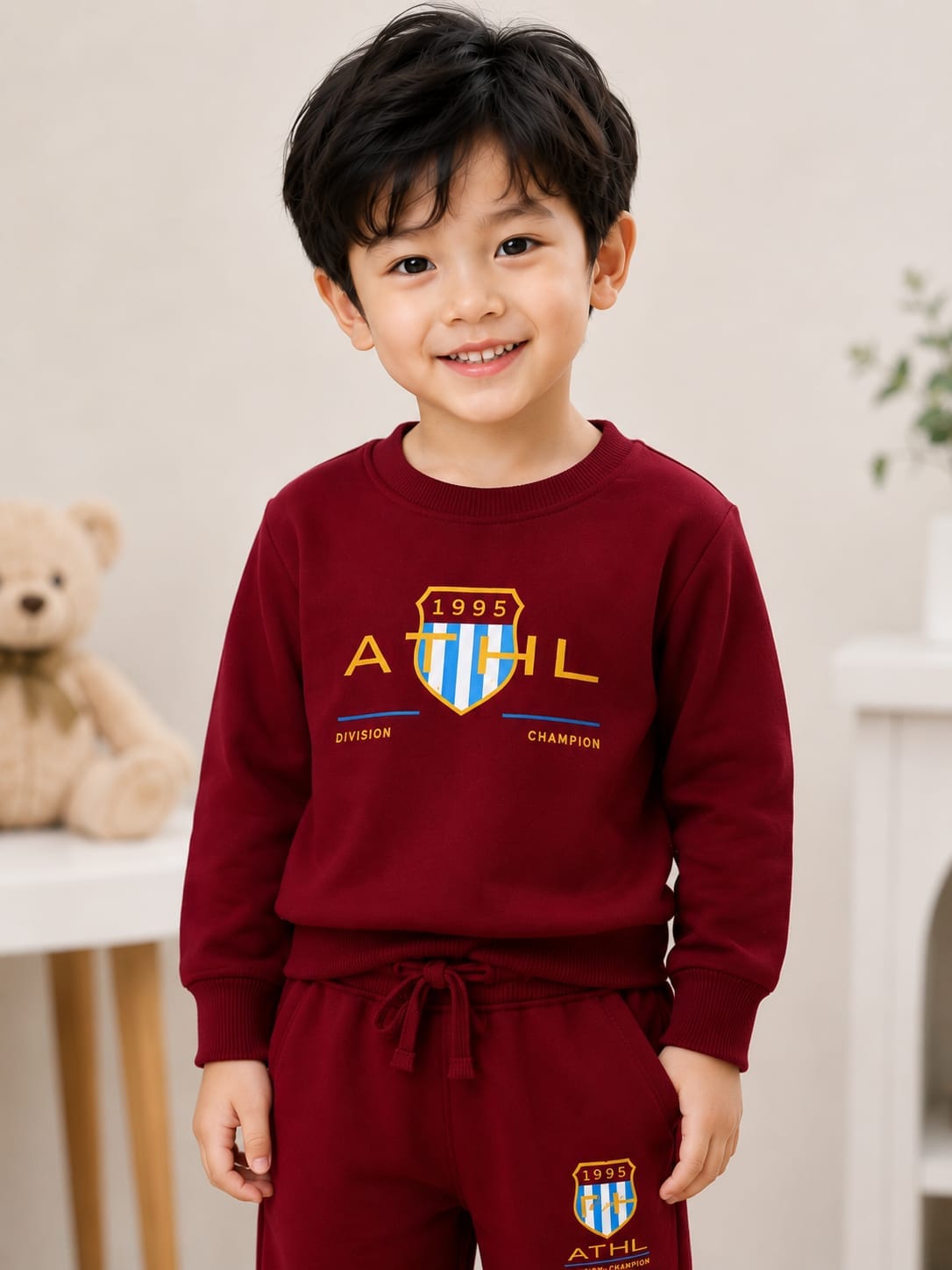 Kids' Varsity Maroon Athletic Sweatshirt & Jogger Set