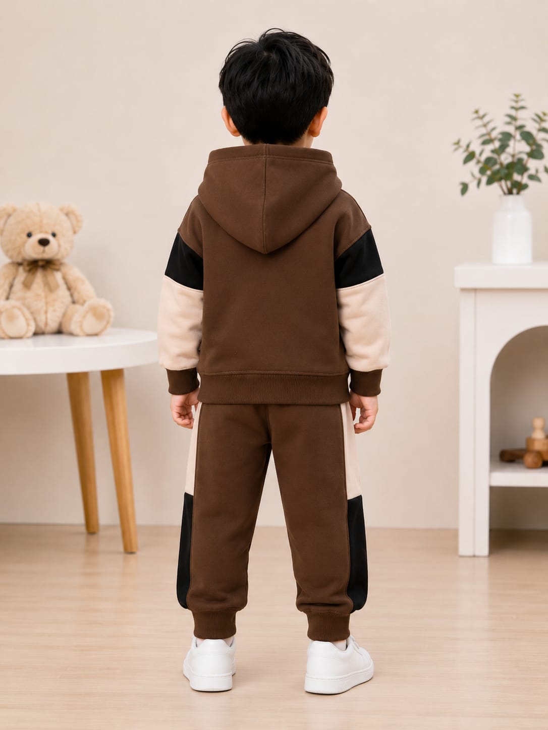 Kids' Earth-Tone Colorblock "Victory" Tracksuit Set
