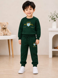 Kids' Varsity green Athletic Sweatshirt & Jogger Set.