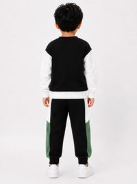 Kids' Tri-Color Colorblock "Awesome" Sweatshirt & Jogger Set
