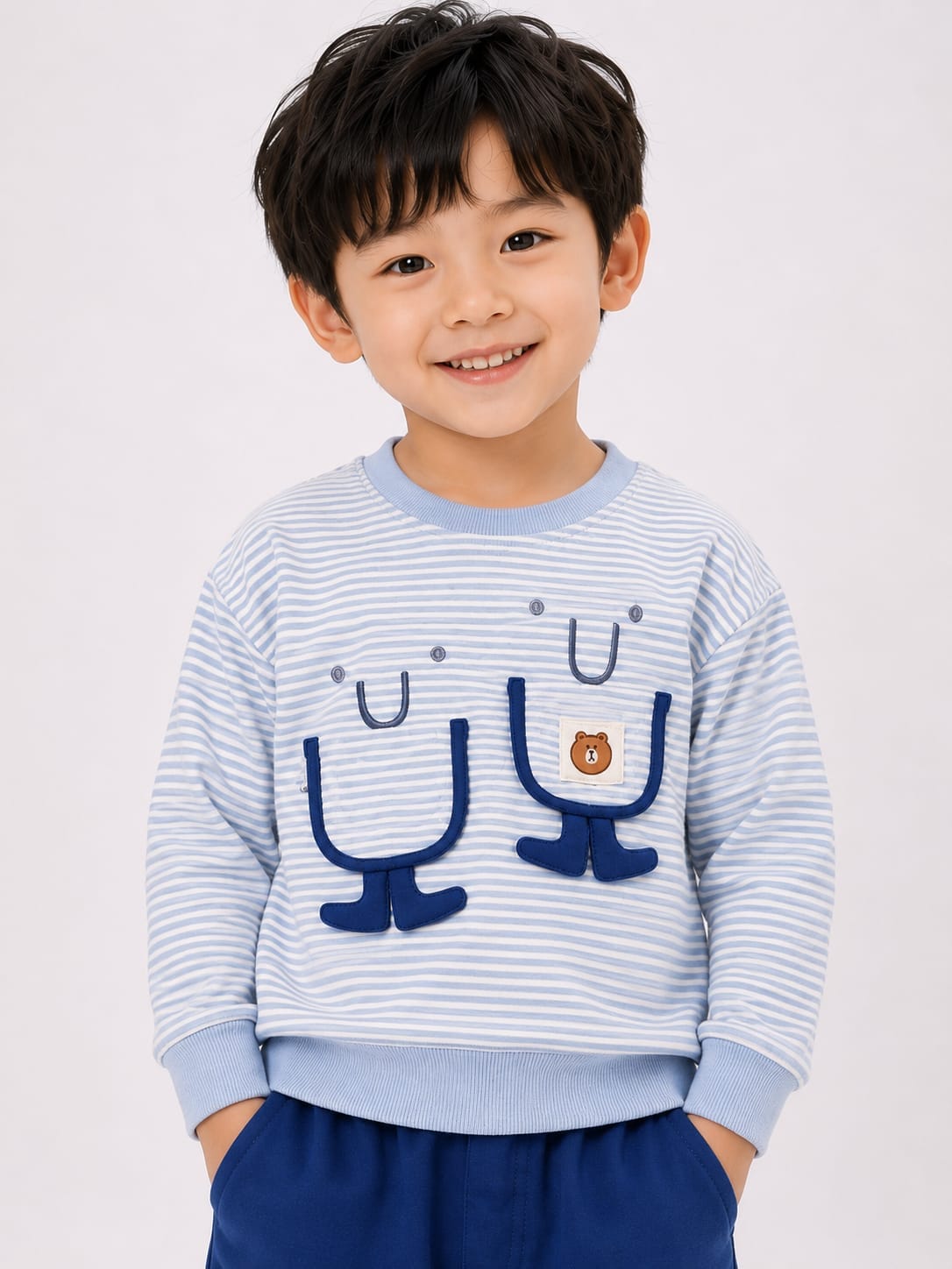 Kids' Striped Sweatshirt & Royal Blue Cargo Pants Set