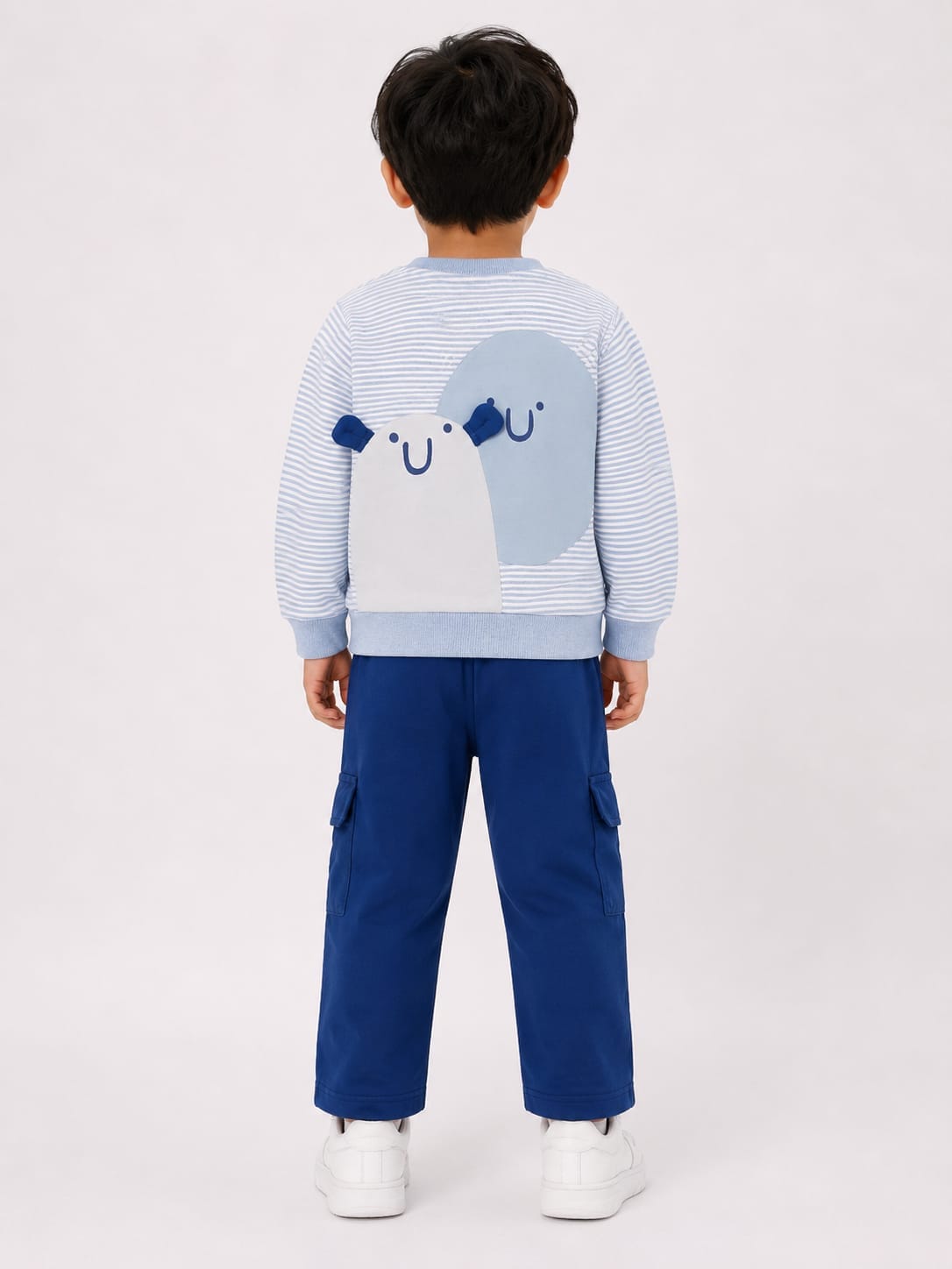 Kids' Striped Sweatshirt & Royal Blue Cargo Pants Set