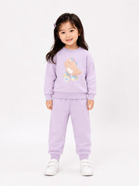 Girls' Pastel Lavender "Skating Dinosaur" Lounge Set