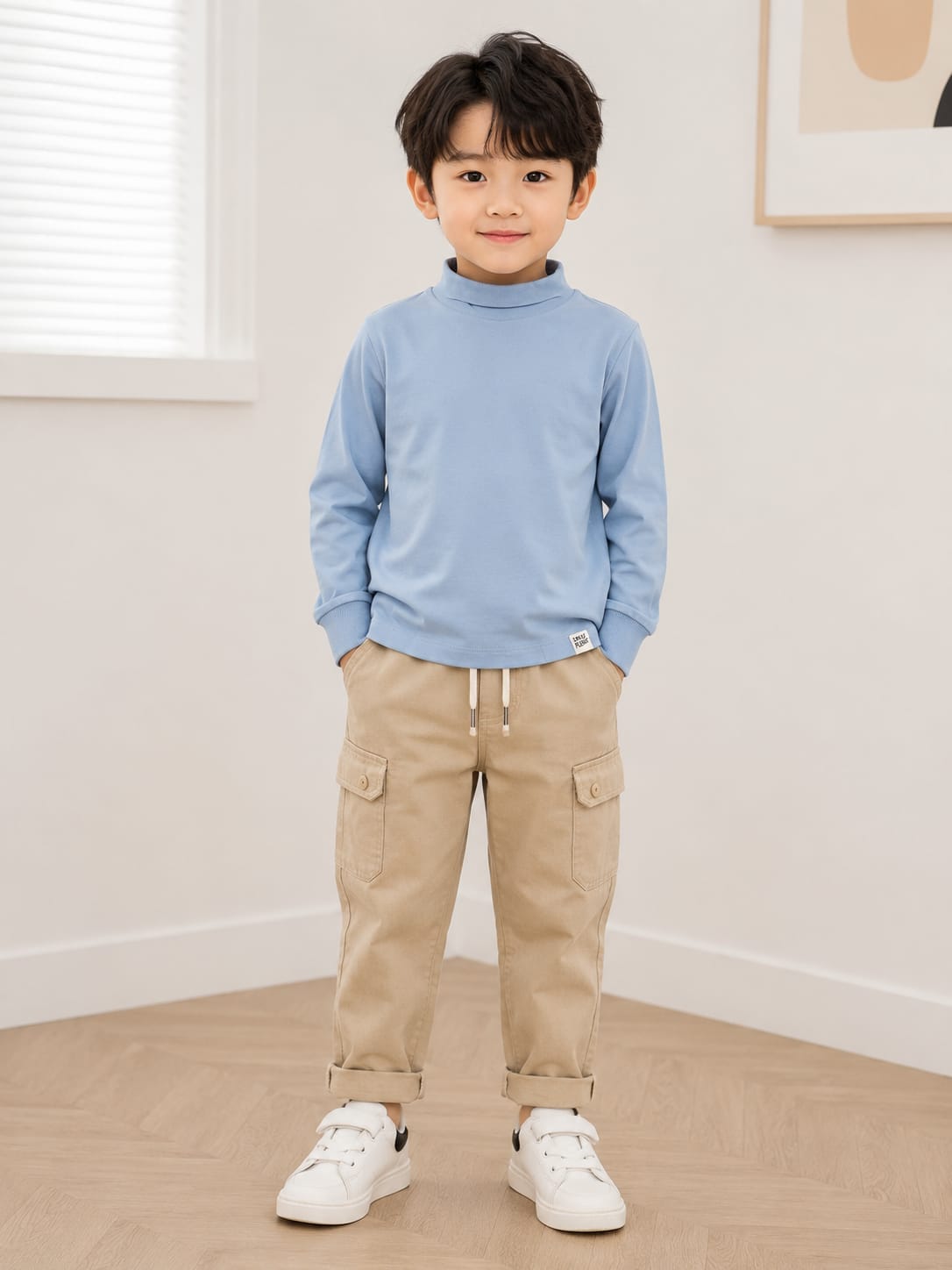 Classic Mock-Neck Long-Sleeve Pullover for Boys