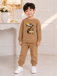 Inspirational Graphic Two-Piece Sweatshirt & Jogger Set for Boys