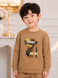 Inspirational Graphic Two-Piece Sweatshirt & Jogger Set for Boys