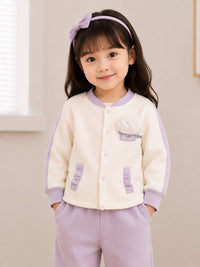 Sweet Lavender & Cream Two-Piece Coordinated Jogger Set for Girls