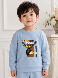 Boys Powder Blue Music Graphic Sweatshirt & Joggers Set.