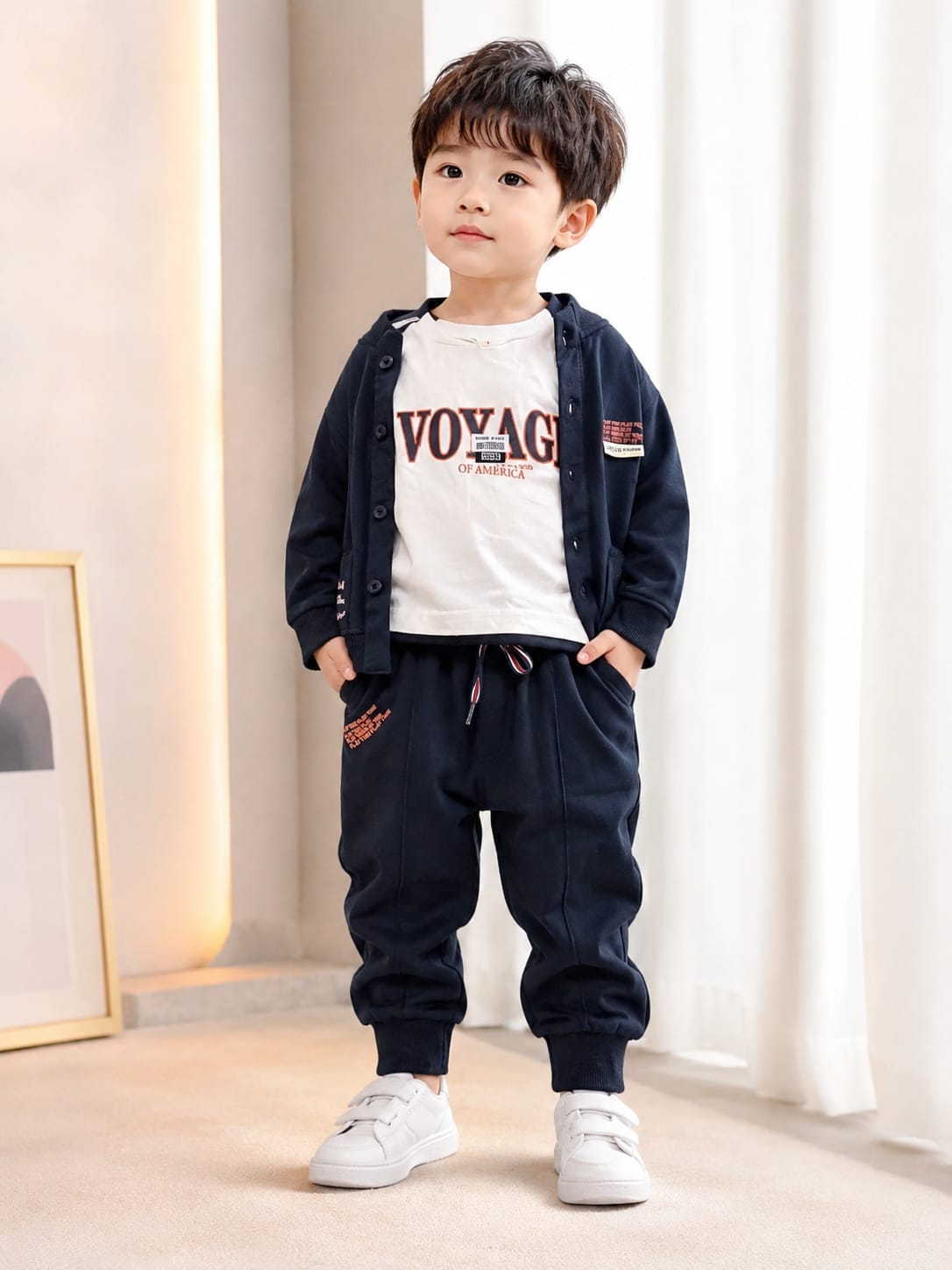 Cool & Cozy Three-Piece Casual Jogger Set for Boys