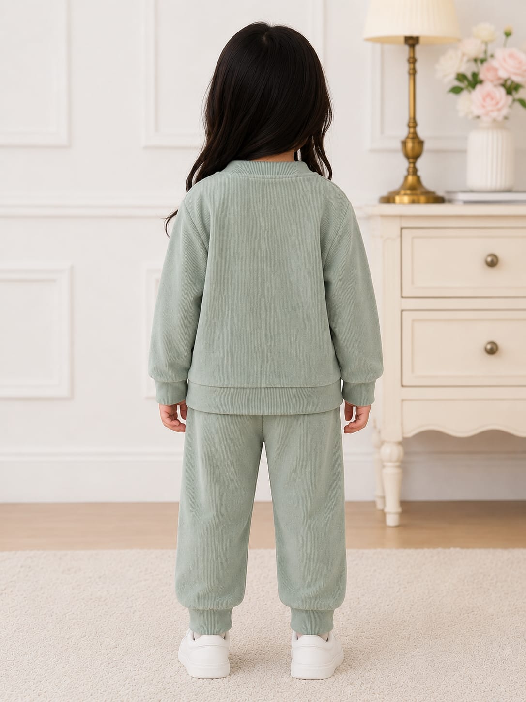 Charming 3-Piece Sage Green Ribbed Co-ord Set