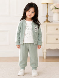 Charming 3-Piece Sage Green Ribbed Co-ord Set