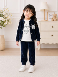 Cozy & Stylish 3-Piece Velour Tracksuit Set for Girls