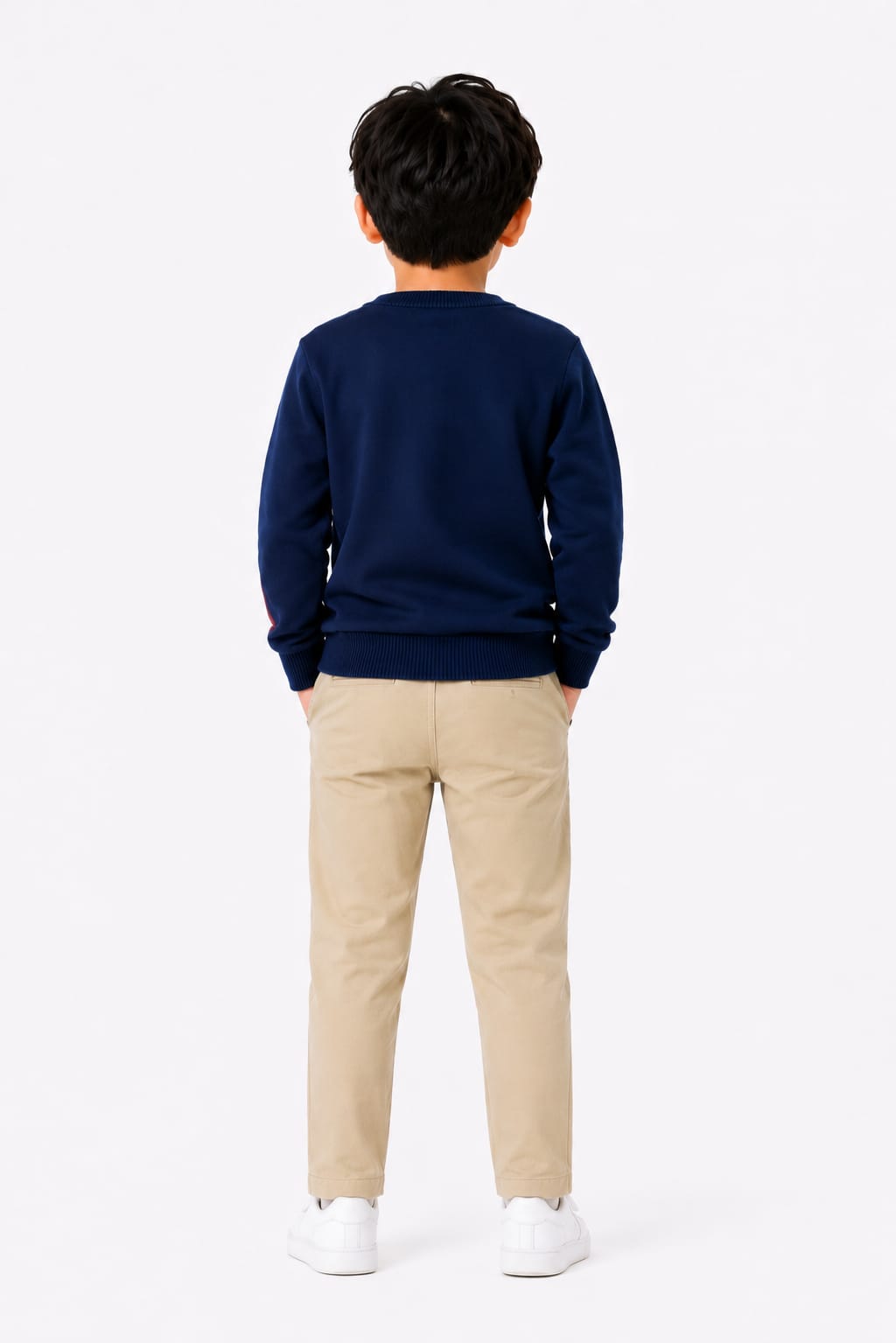 Boys' Navy, Mustard Yellow & Striped Colorblock Sweatshirt.