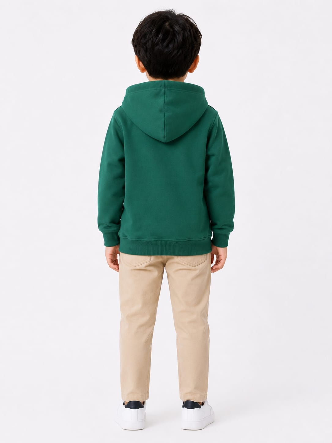 Boys' Emerald Green Solid Fleece Pullover Hoodie.