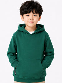 Boys' Emerald Green Solid Fleece Pullover Hoodie.