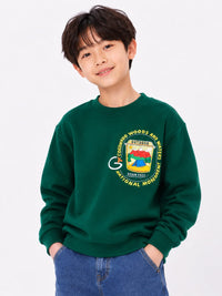 Boys' Forest Green Outdoor Graphic Sweatshirt.