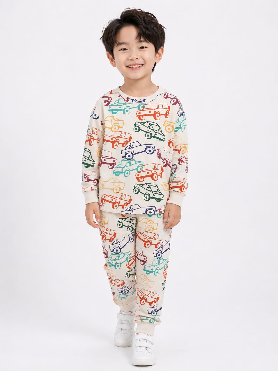 Boys' Two-Piece Car Print Sweatshirt & Joggers Set