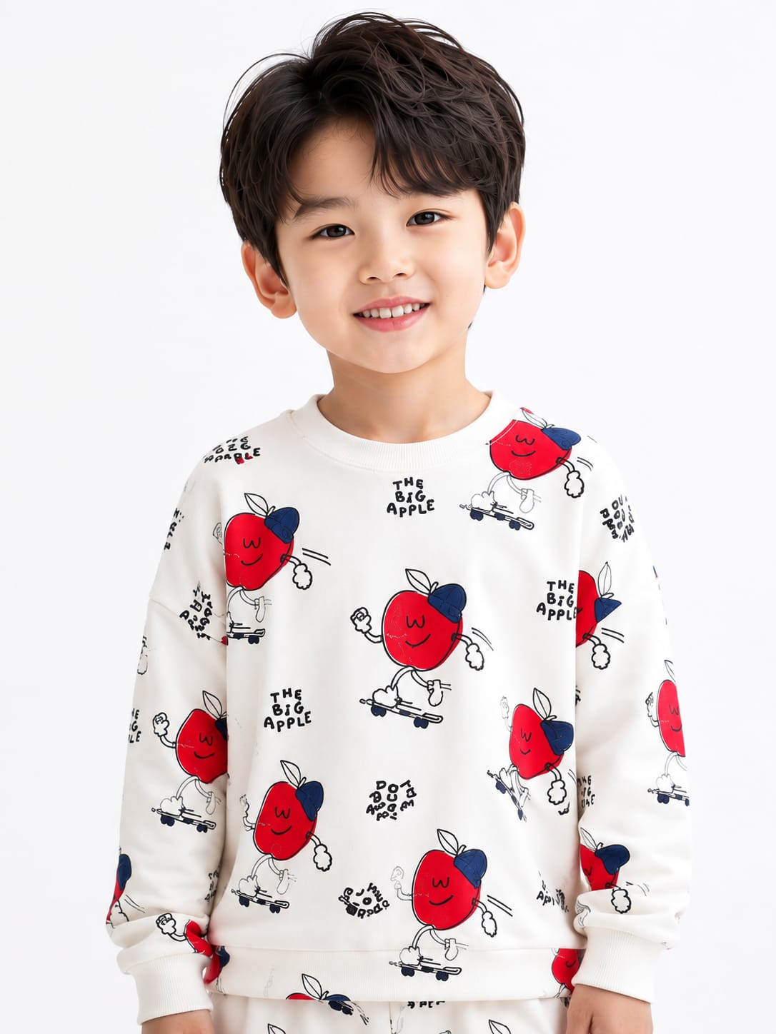 oys' Two-Piece Apple Graphic Sweatshirt & Joggers Set