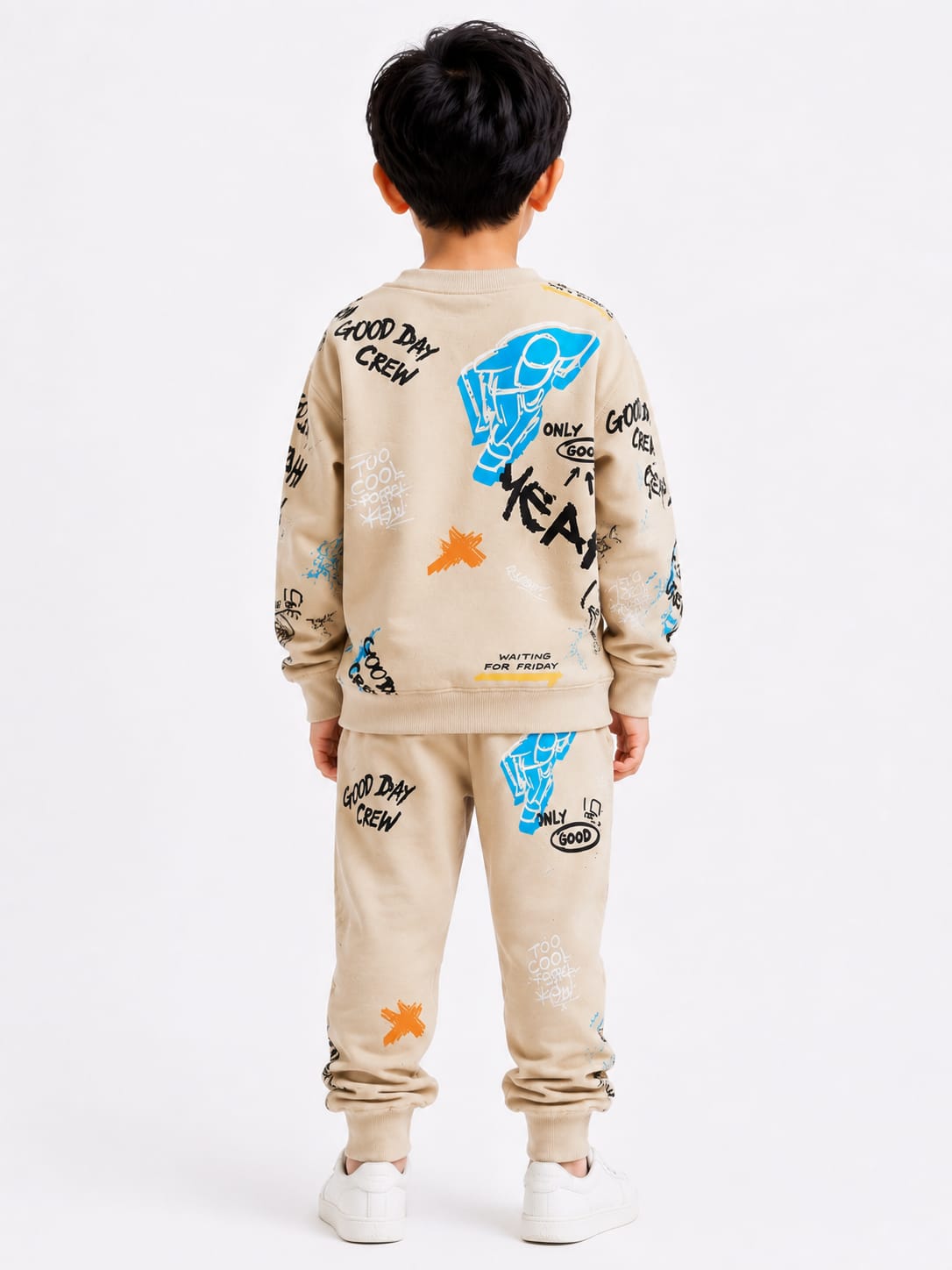 Boys' Two-Piece Graffiti Graphic Sweatshirt & Joggers Set