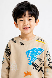 Boys' Two-Piece Graffiti Graphic Sweatshirt & Joggers Set