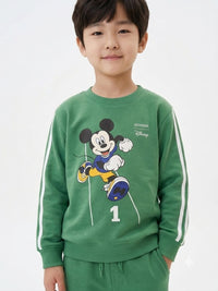 Boys' Green Mickey Mouse Printed Tracksuit Set.