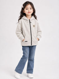 Girls' Melange Fleece Full-Zip Hooded Jacket.
