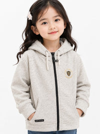 Girls' Melange Fleece Full-Zip Hooded Jacket.
