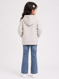 Girls' Melange Fleece Full-Zip Hooded Jacket.