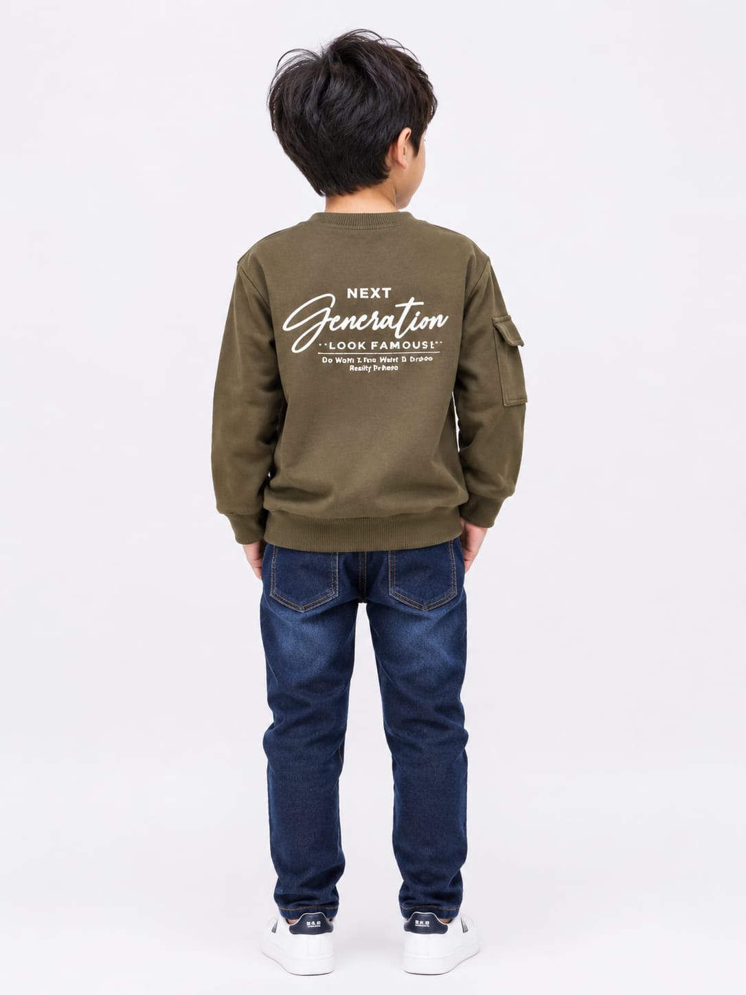 Boys' Olive Green "LA" Graphic Utility Sweatshirt.