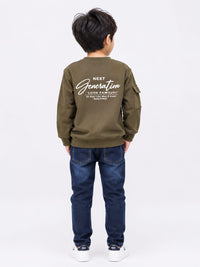 Boys' Olive Green "LA" Graphic Utility Sweatshirt.