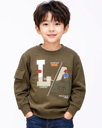 Boys' Olive Green "LA" Graphic Utility Sweatshirt.