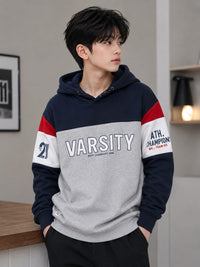 Boys' Color-Blocked "Varsity" Hooded Sweatshirt.