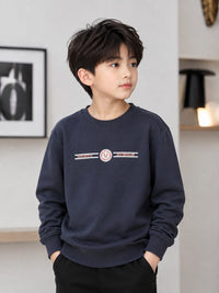 Boys' Navy Blue "North Avenue" Graphic Sweatshirt.