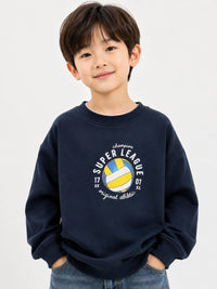 Boys' Navy Blue Sports Graphic Sweatshirt.
