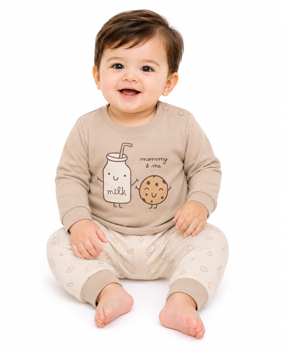 Baby Graphic Sweatshirt and Printed Leggings Set.