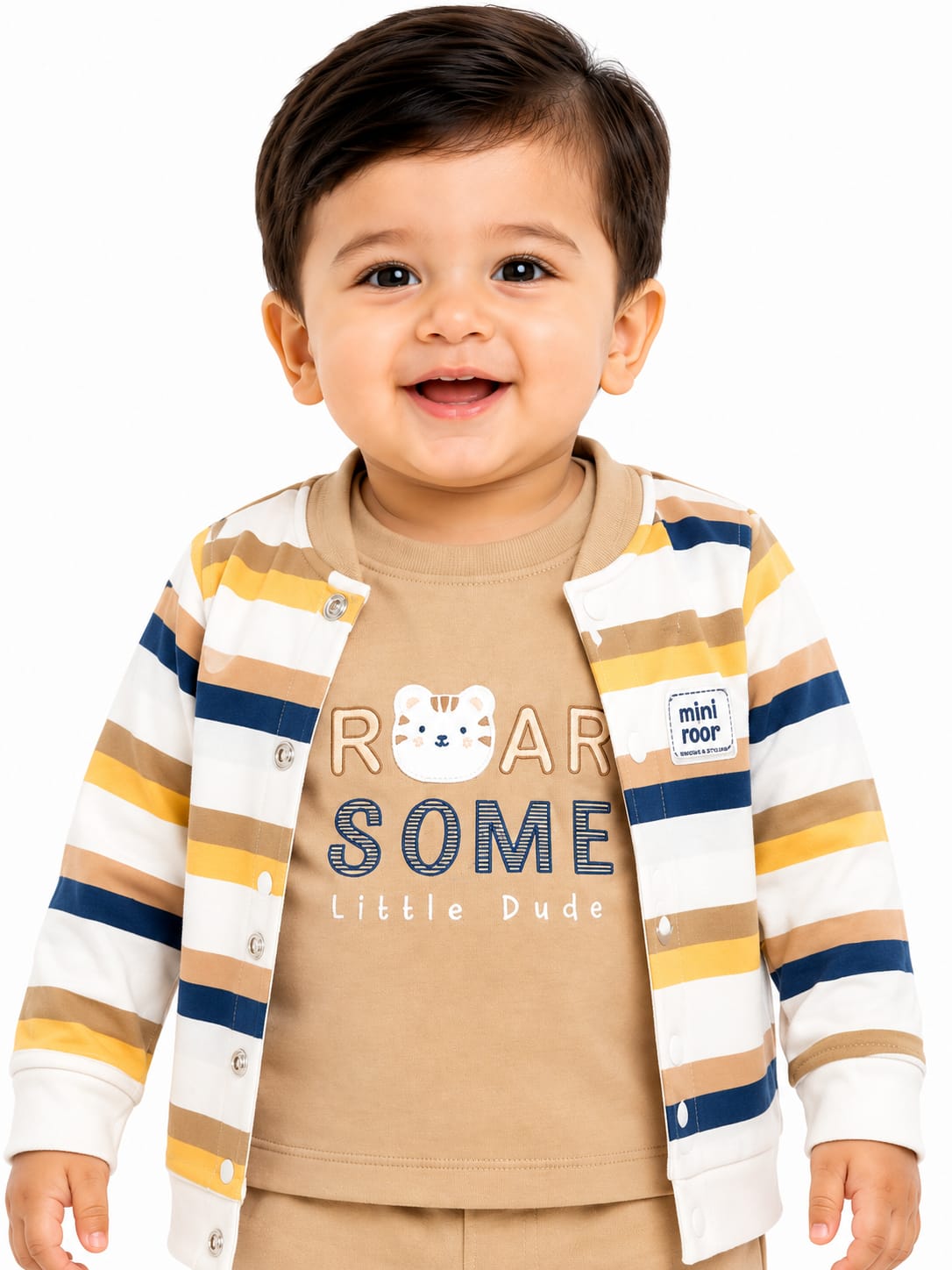 Baby Boys' 3-Piece Striped Cardigan, Graphic T-Shirt, and Joggers Set