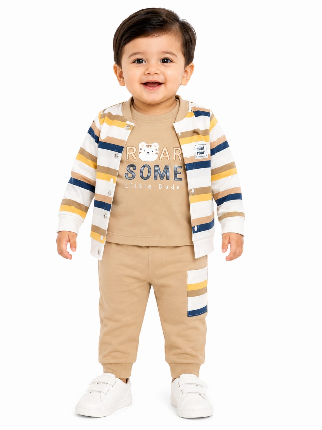 Baby Boys' 3-Piece Striped Cardigan, Graphic T-Shirt, and Joggers Set