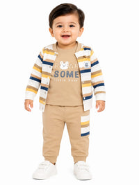 Baby Boys' 3-Piece Striped Cardigan, Graphic T-Shirt, and Joggers Set
