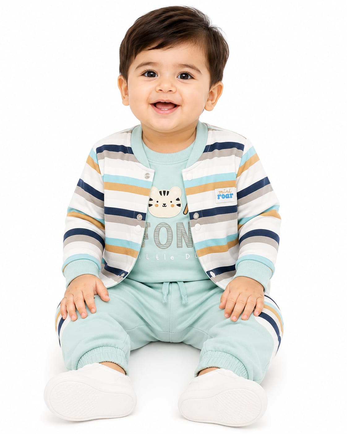 Baby Boys' 3-Piece Striped Cardigan, Graphic T-Shirt, and Joggers Set