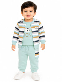 Baby Boys' 3-Piece Striped Cardigan, Graphic T-Shirt, and Joggers Set