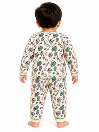 Baby Boys' Dinosaur & Pizza Print Full Sleeve Nightwear/Loungewear Set.