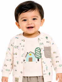Baby Boys' 3-Piece Open-Front Cardigan, T-Shirt, and Joggers Set