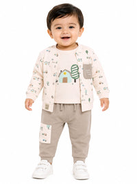 Baby Boys' 3-Piece Open-Front Cardigan, T-Shirt, and Joggers Set
