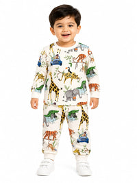 Toddler Boys' Safari Animals Print Sweatshirt & Joggers Set - Cream