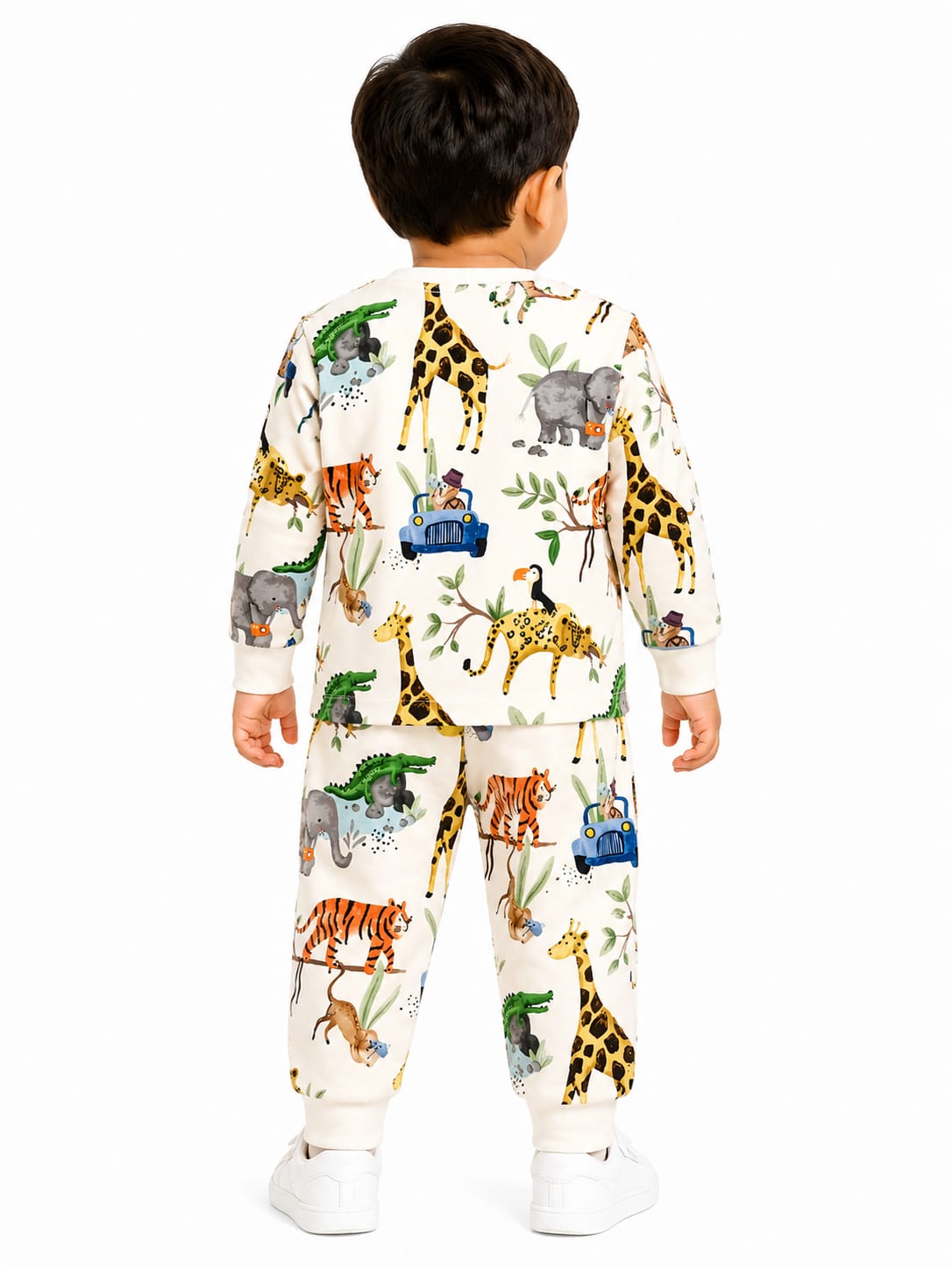 Toddler Boys' Safari Animals Print Sweatshirt & Joggers Set - Cream